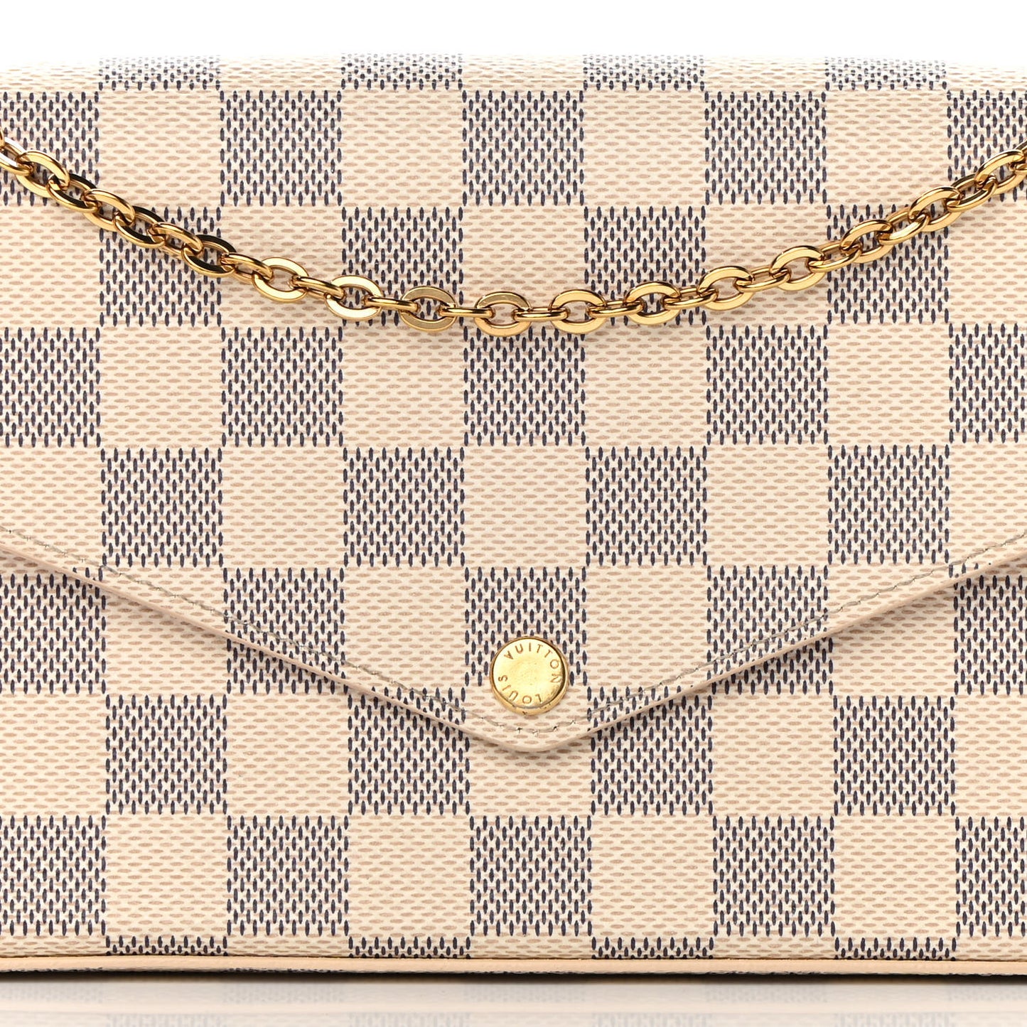Damier Azur Pochette Felicie Chain Wallet Rose Ballerine