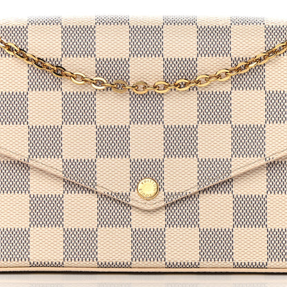 Louis Vuitton Damier Azur Pochette Felicie Chain Wallet Rose Ballerine 10 of 18