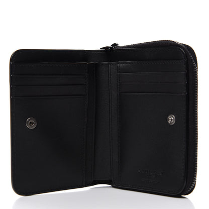 Saint Laurent Patent Leopard Print Compact Zip Around Wallet Black Red 6 of 7