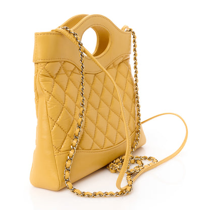 Chanel Shiny Crumpled Calfskin Quilted Mini 31 Shopping Bag Yellow 3 of 11