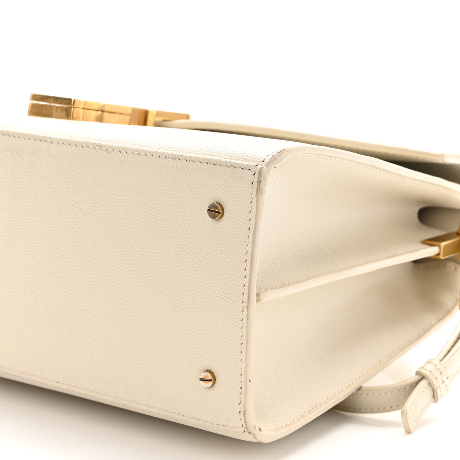 Saint Laurent Smooth Calfskin Medium Classic Monogram Cassandra Top Handle Crema Soft Rouge Legion 10 of 15