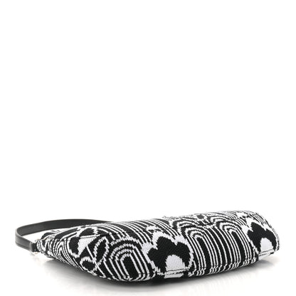 Prada Maglia Jacquard Cleo Shoulder Bag Black White 4 of 9
