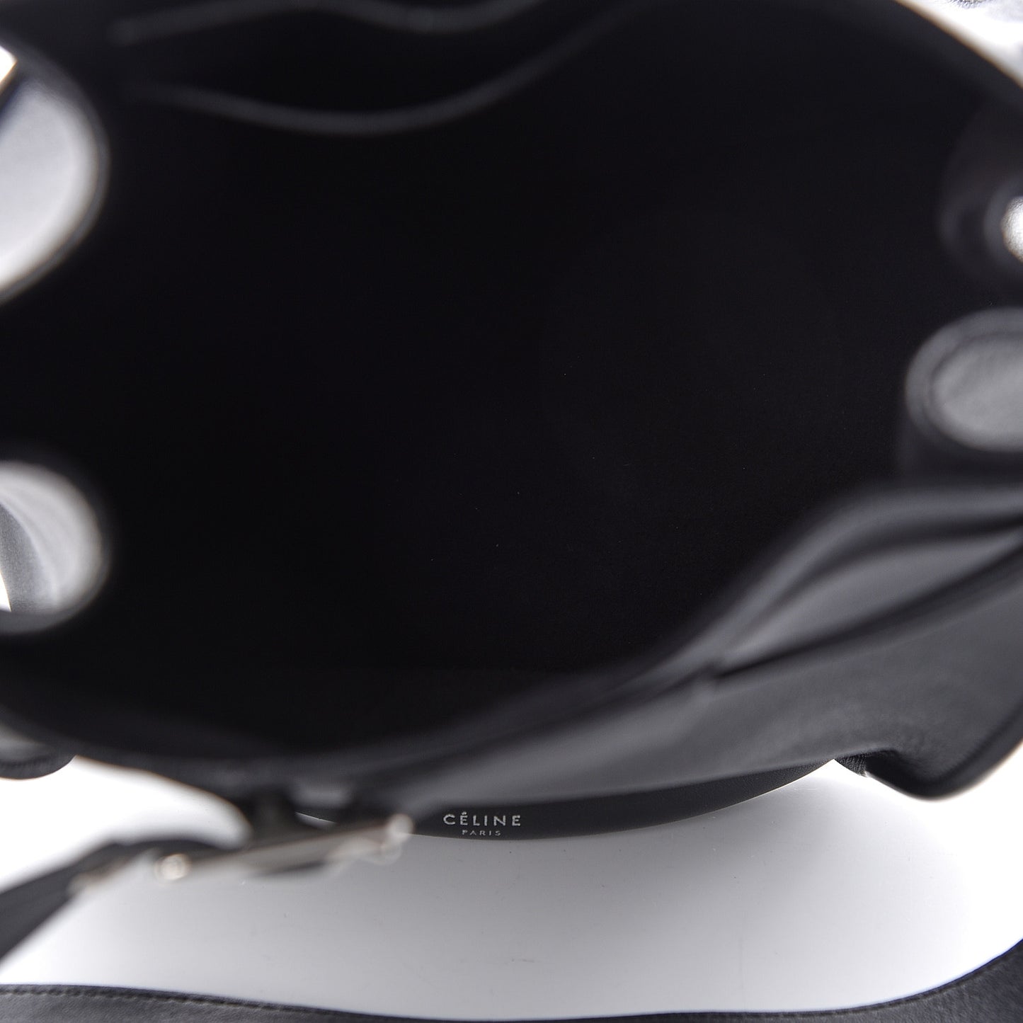 Smooth Calfskin Long Strap Big Bucket Bag Black