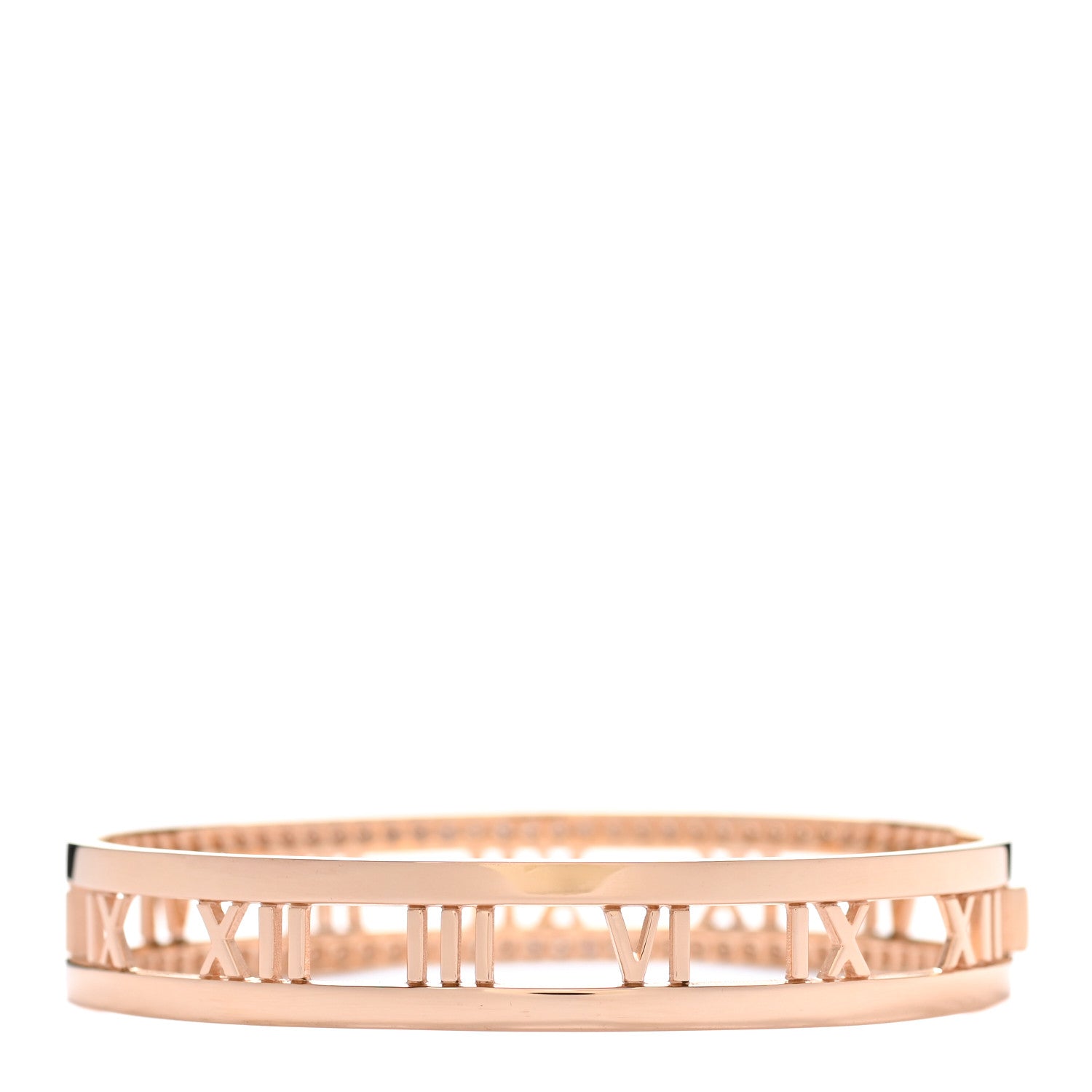 Tiffany 18K Rose Gold Diamond Atlas Open Hinged Bangle Bracelet 2 of 4