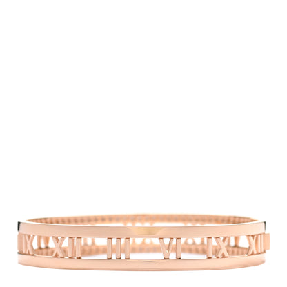 Tiffany 18K Rose Gold Diamond Atlas Open Hinged Bangle Bracelet 2 of 4