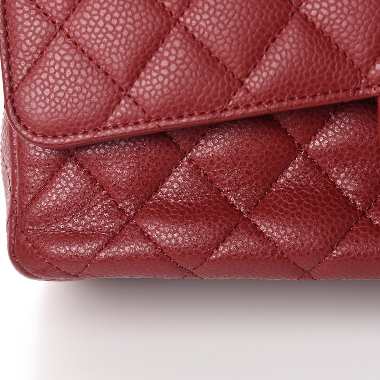 Caviar Quilted Medium Double Flap Red