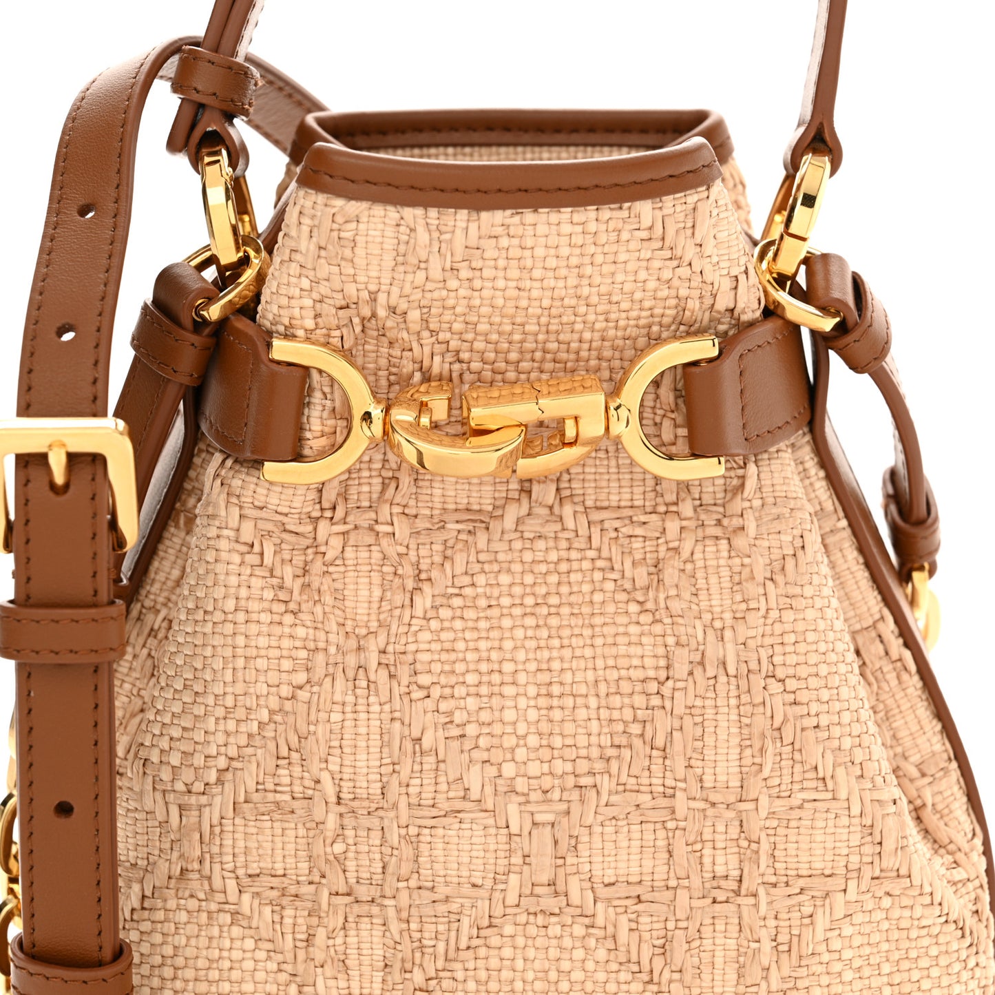 Raffia Calfskin Cannage Small C'est Dior Cannage Bucket Bag Natural