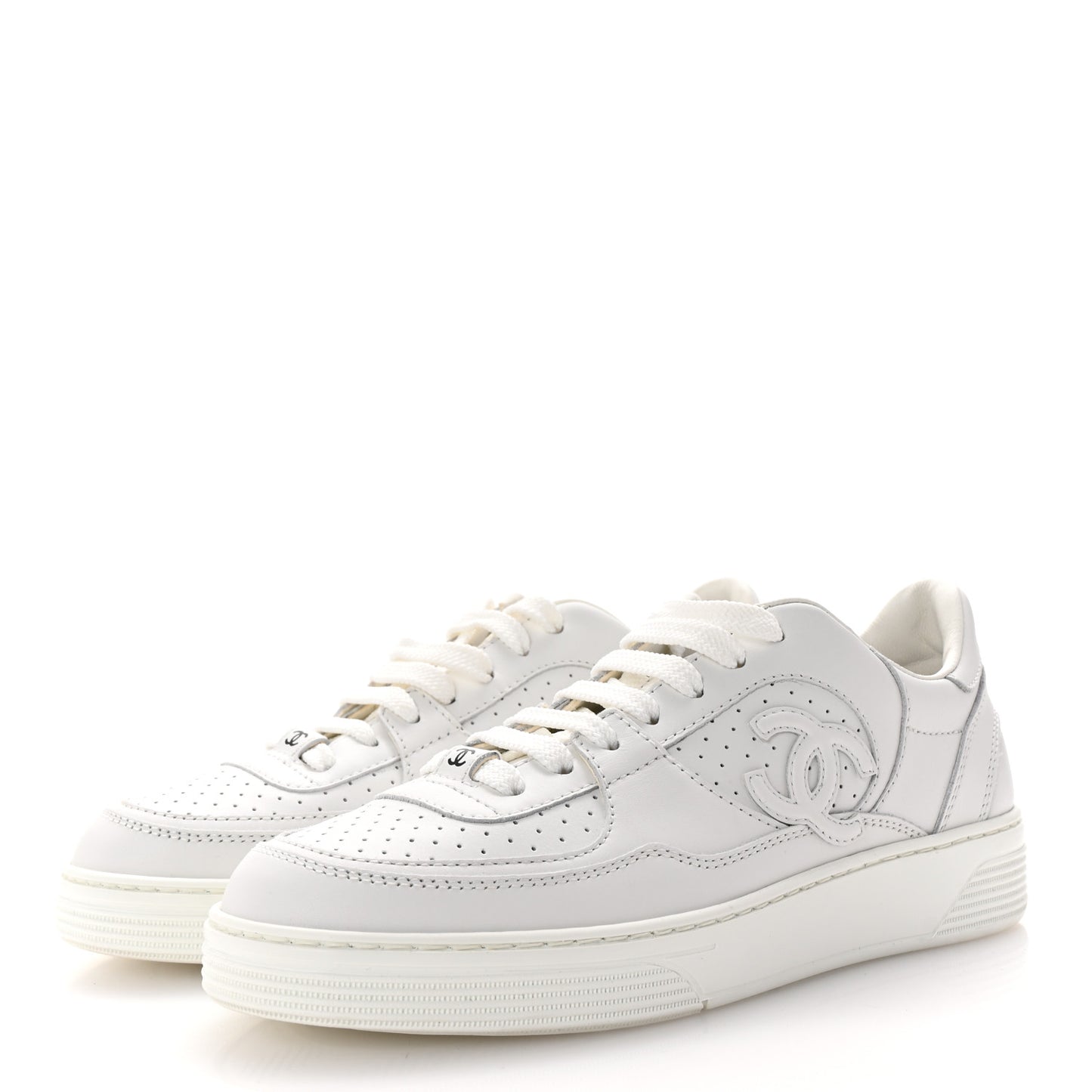 Calfskin CC Womens Sneakers 36 White