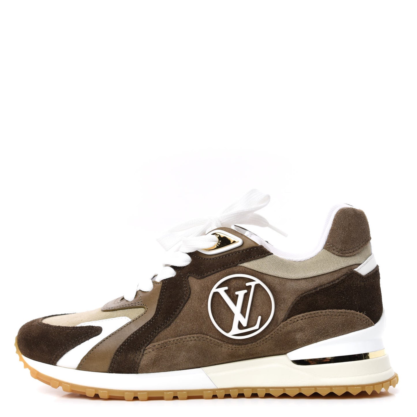 Calfskin Suede Run Away Sneakers 36 Kaki