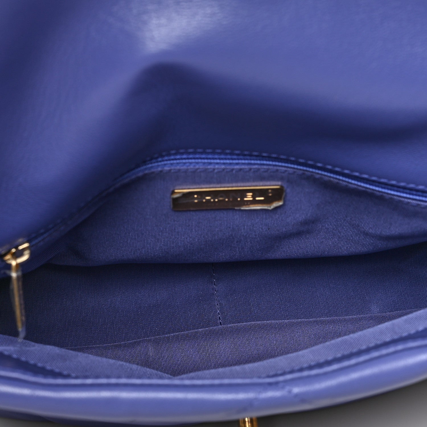 Chanel Shiny Goatskin Quilted Large Chanel 19 Flap Blue 5 of 9