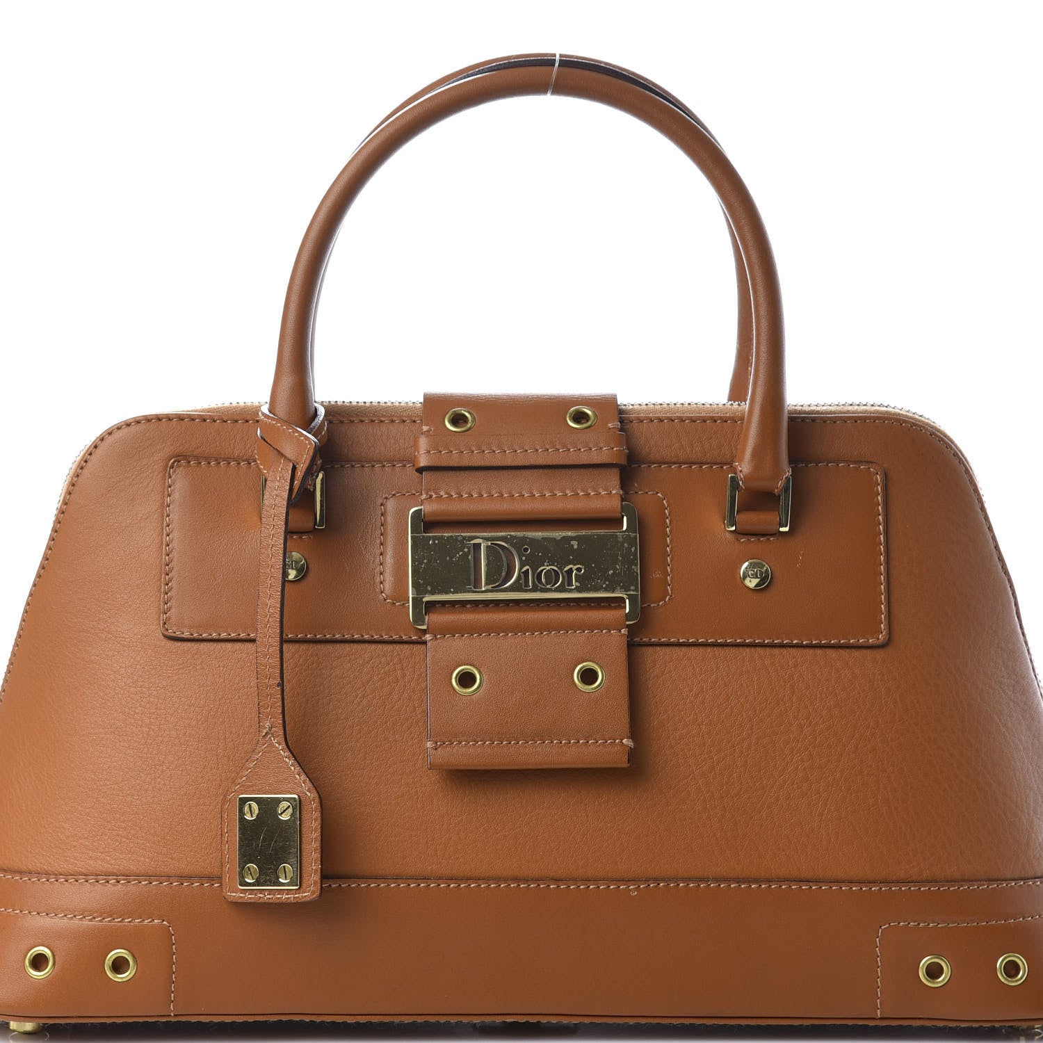 Christian Dior Grained Calfskin Street Chic Top Handle Bag Brown 8 of 11