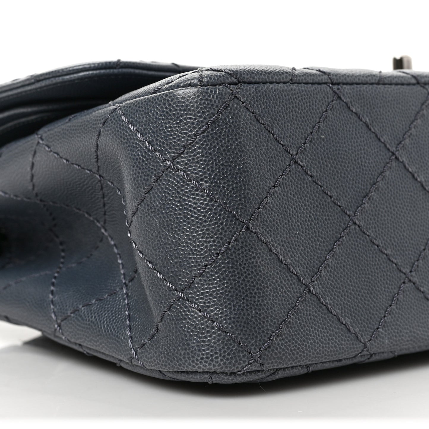 Caviar Quilted Jumbo Double Flap Grey