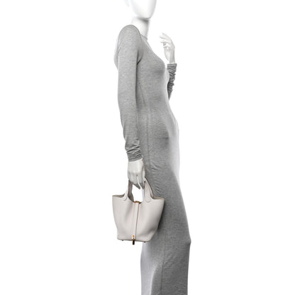 Hermes Taurillon Clemence Picotin Lock 18 PM Gris Pale 2 of 11