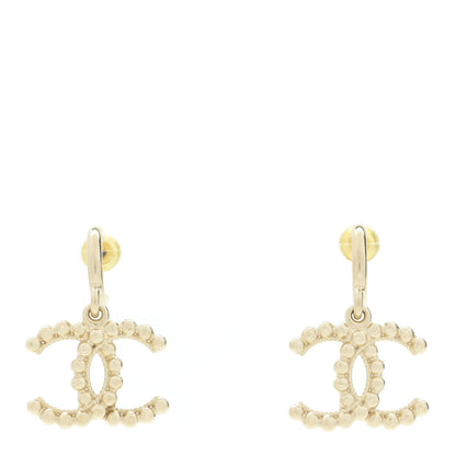 Chanel Metal Bead CC Drop Earrings Gold 1 of 5