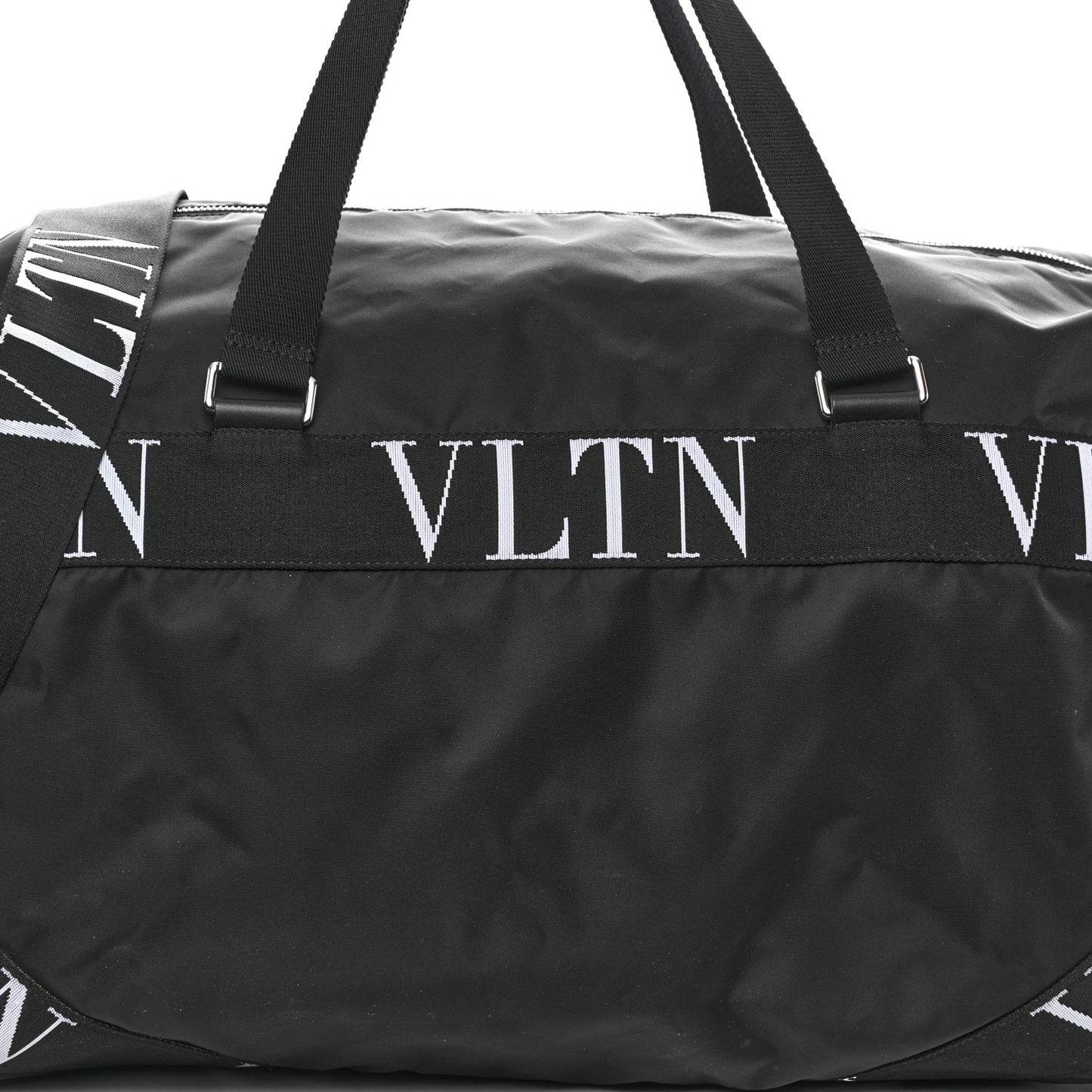 Nylon Ribbon VLTN Duffle Bag Black