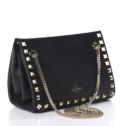 Valentino Garavani Calfskin Rockstud Mini Chain Shoulder Bag Black 4 of 10
