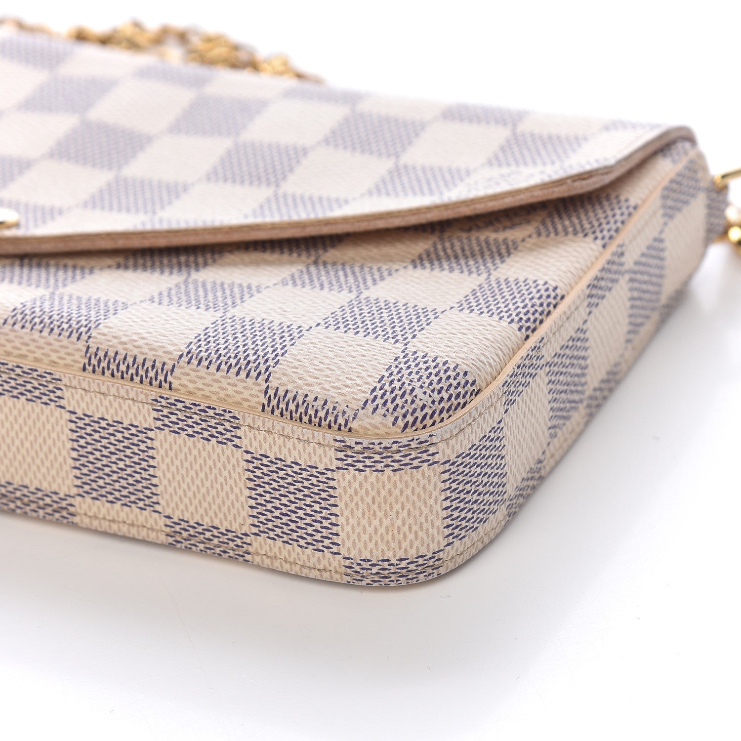 Louis Vuitton Damier Azur Pochette Felicie Chain Wallet Rose Ballerine 10 of 11
