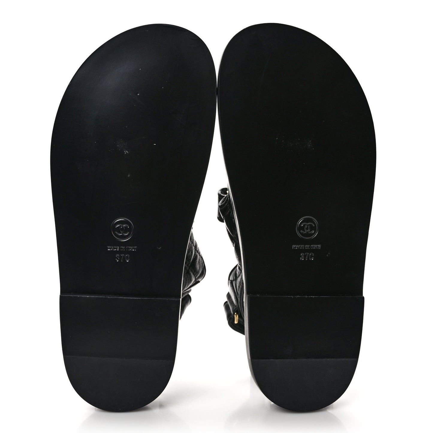 Lambskin Lambskin Quilted Velcro Dad Sandals 37 Black