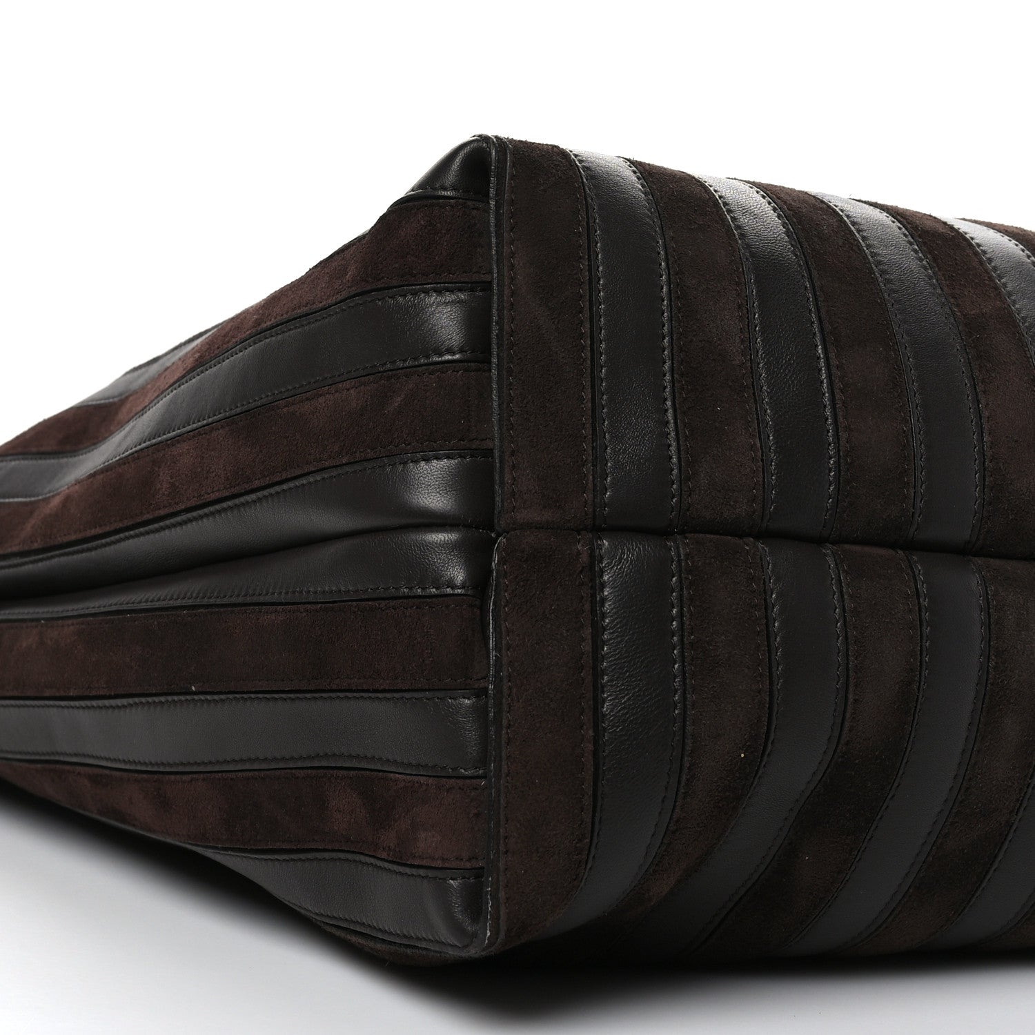 Chloe Calfskin Suede Striped Nella Tote Brown 8 of 9
