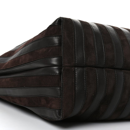 Chloe Calfskin Suede Striped Nella Tote Brown 8 of 9