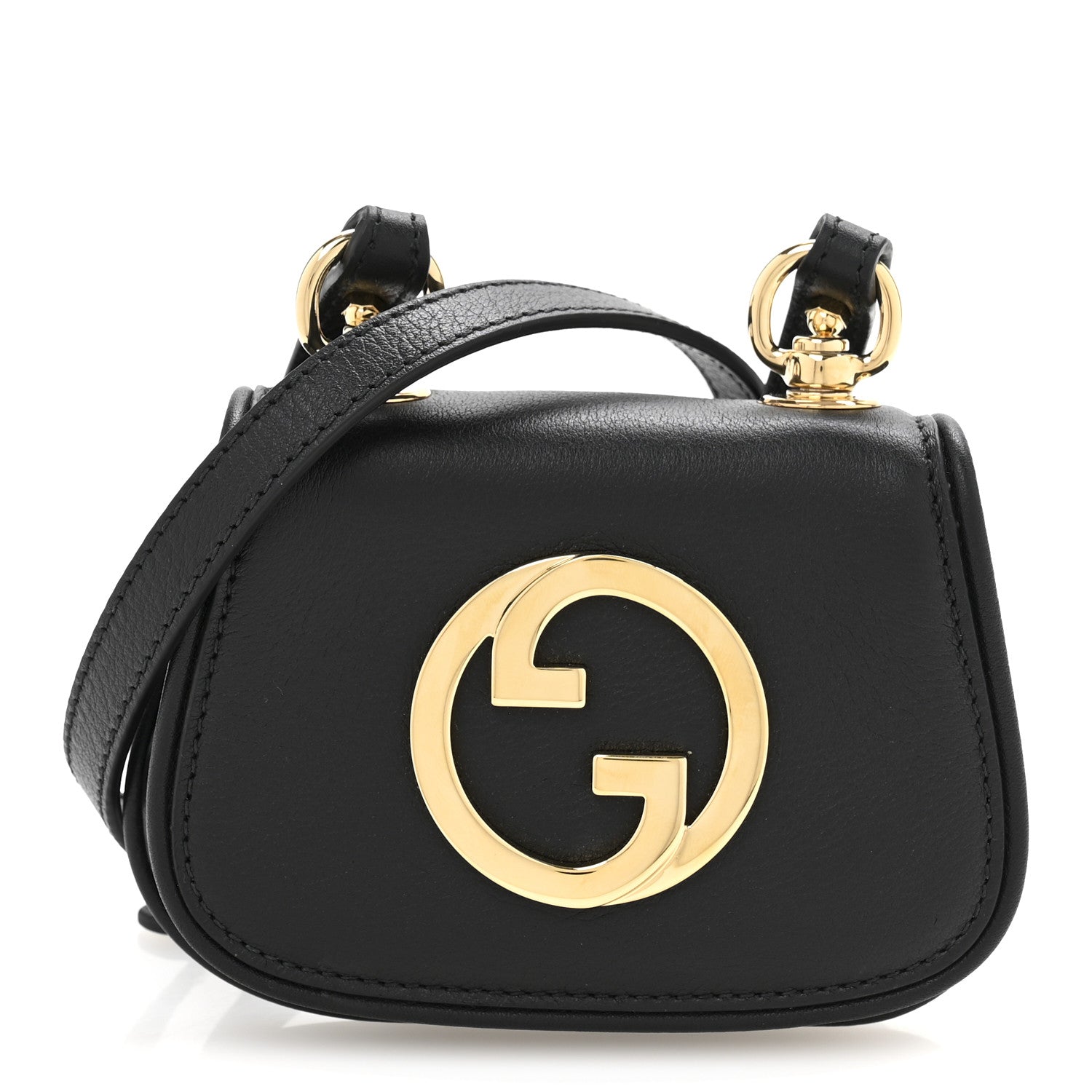 Gucci Roxy Calfskin Blondie Card Case Wallet with Strap Black 1 of 11