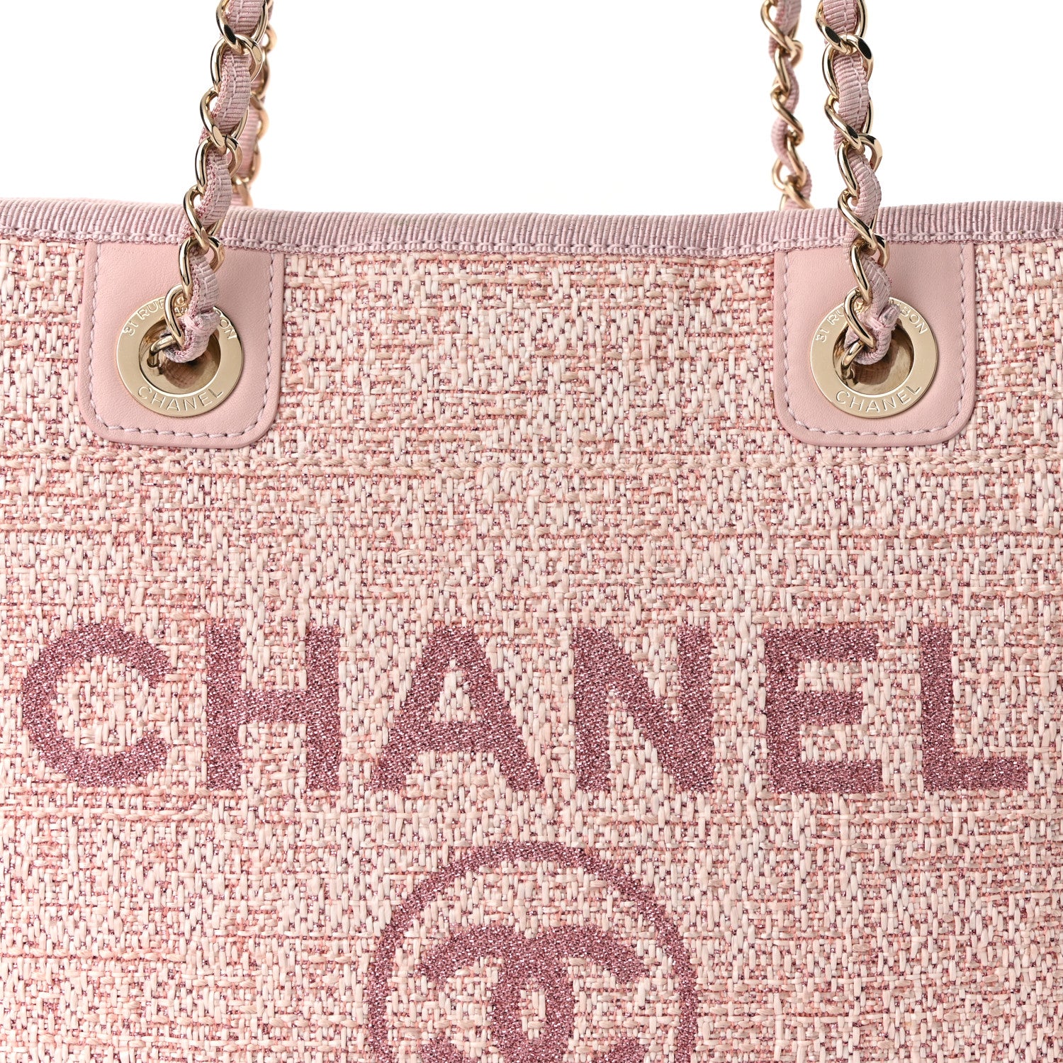 Chanel Lurex Boucle Mini Deauville Tote Pink 8 of 10