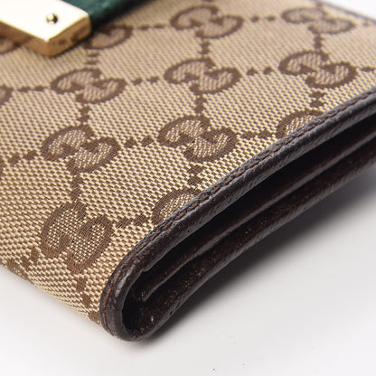 Gucci Monogram Calfskin Ladies Web Continental Wallet Beige Ebony Cocoa 6 of 12