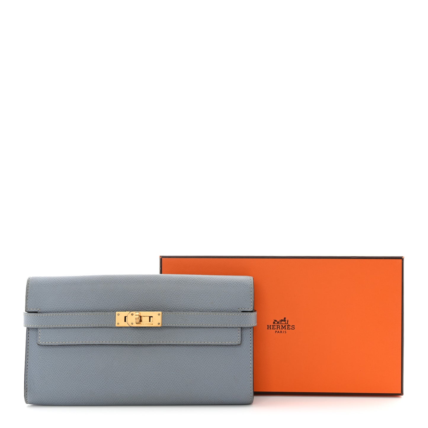 Epsom Kelly Longue Wallet Bleu Lin