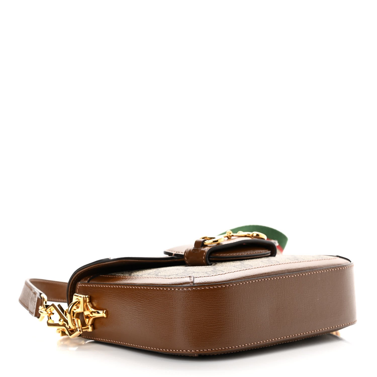 Gucci GG Supreme Monogram Web Mini Horsebit 1955 Shoulder Bag Beige Brown Sugar 4 of 10