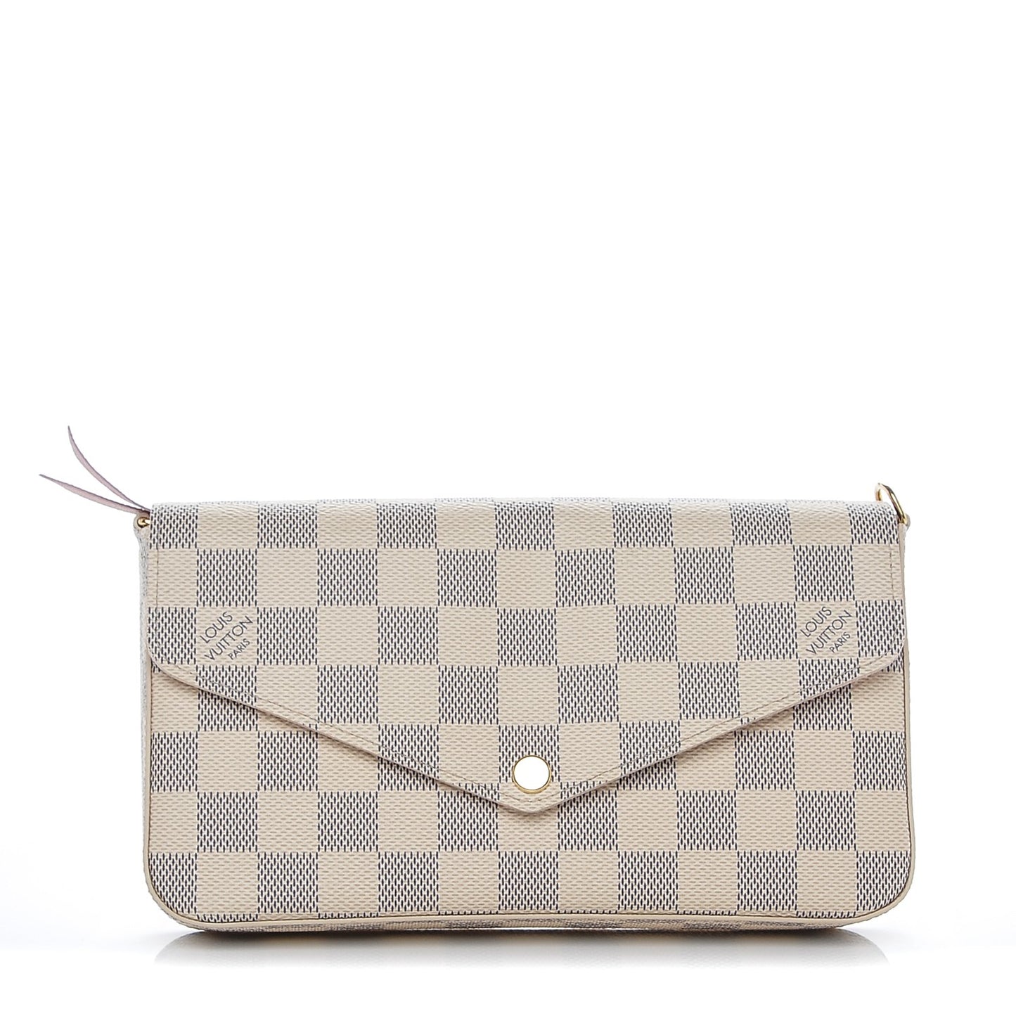 Damier Azur Pochette Felicie Chain Wallet Rose Ballerine