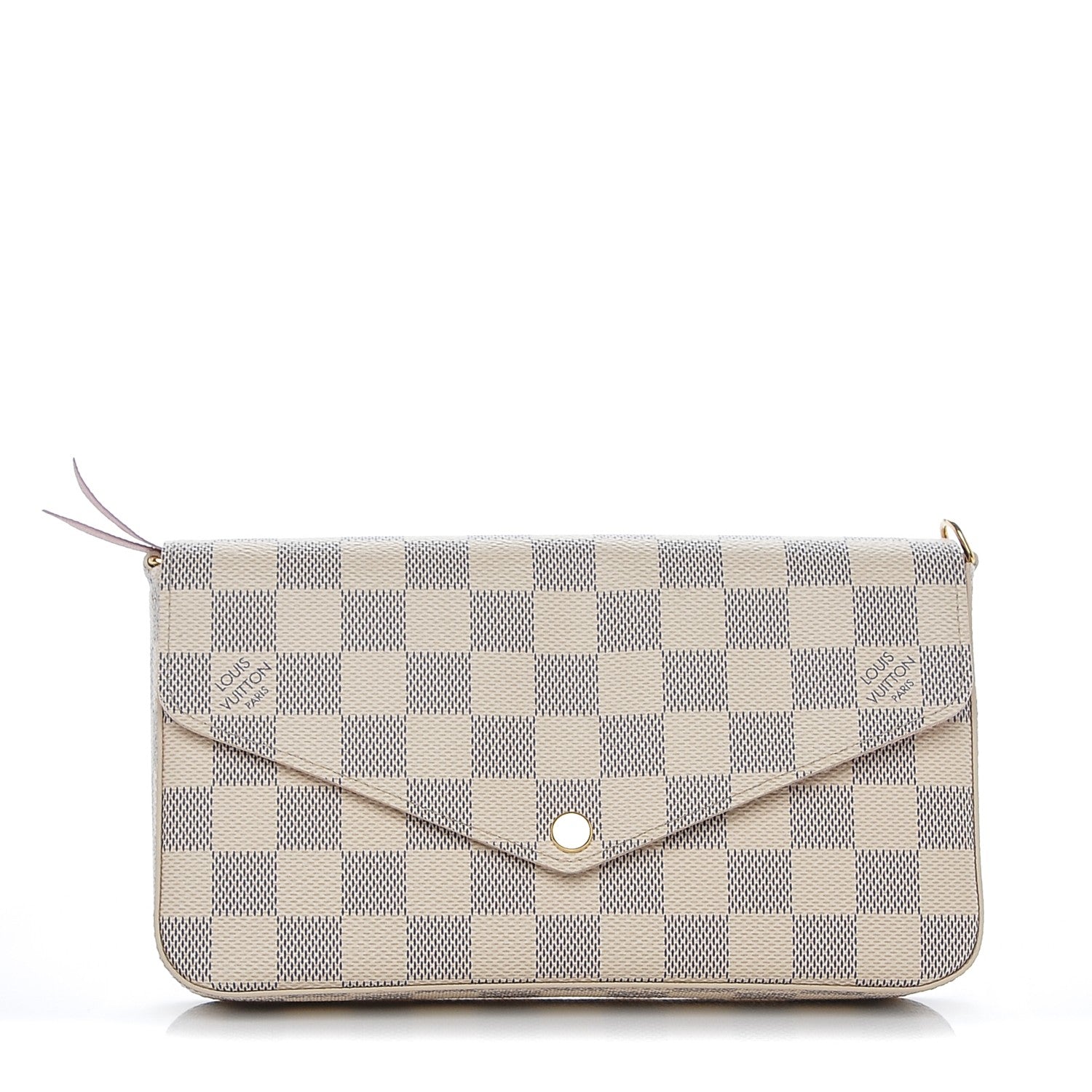 Louis Vuitton Damier Azur Pochette Felicie Chain Wallet Rose Ballerine 1 of 8