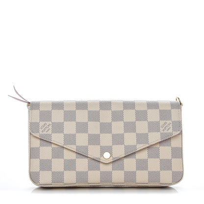 Louis Vuitton Damier Azur Pochette Felicie Chain Wallet Rose Ballerine 1 of 8