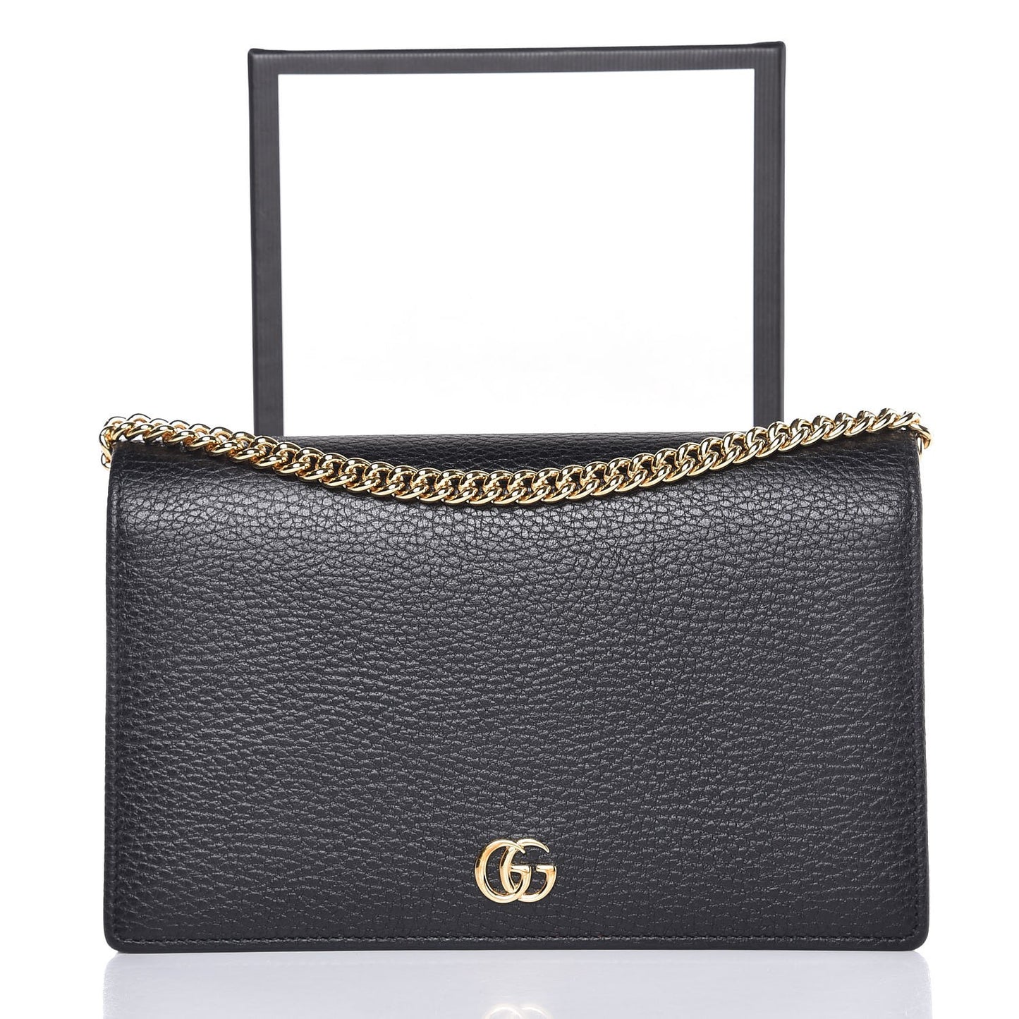 Calfskin Mini GG Marmont Chain Wallet Black