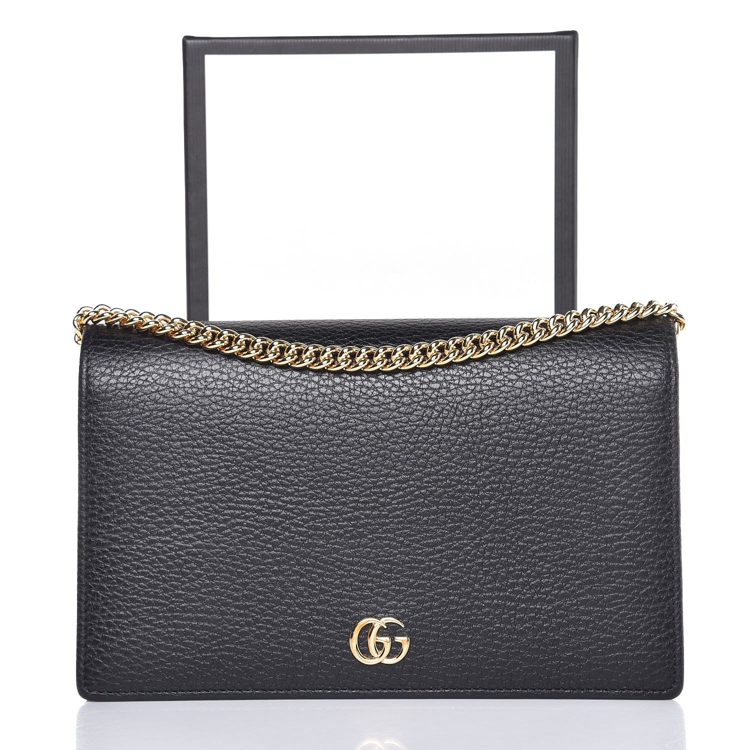 Gucci Calfskin Mini GG Marmont Chain Wallet Black 8 of 8