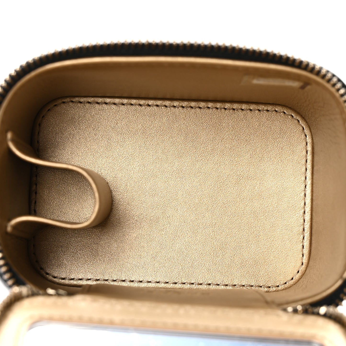 Lambskin Quilted Mini Pearl Crush Vanity Case With Chain Black