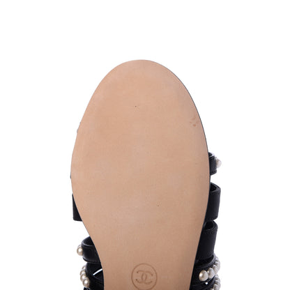 Chanel Patent Grosgrain CC Pearl Mules 37 Black 11 of 14