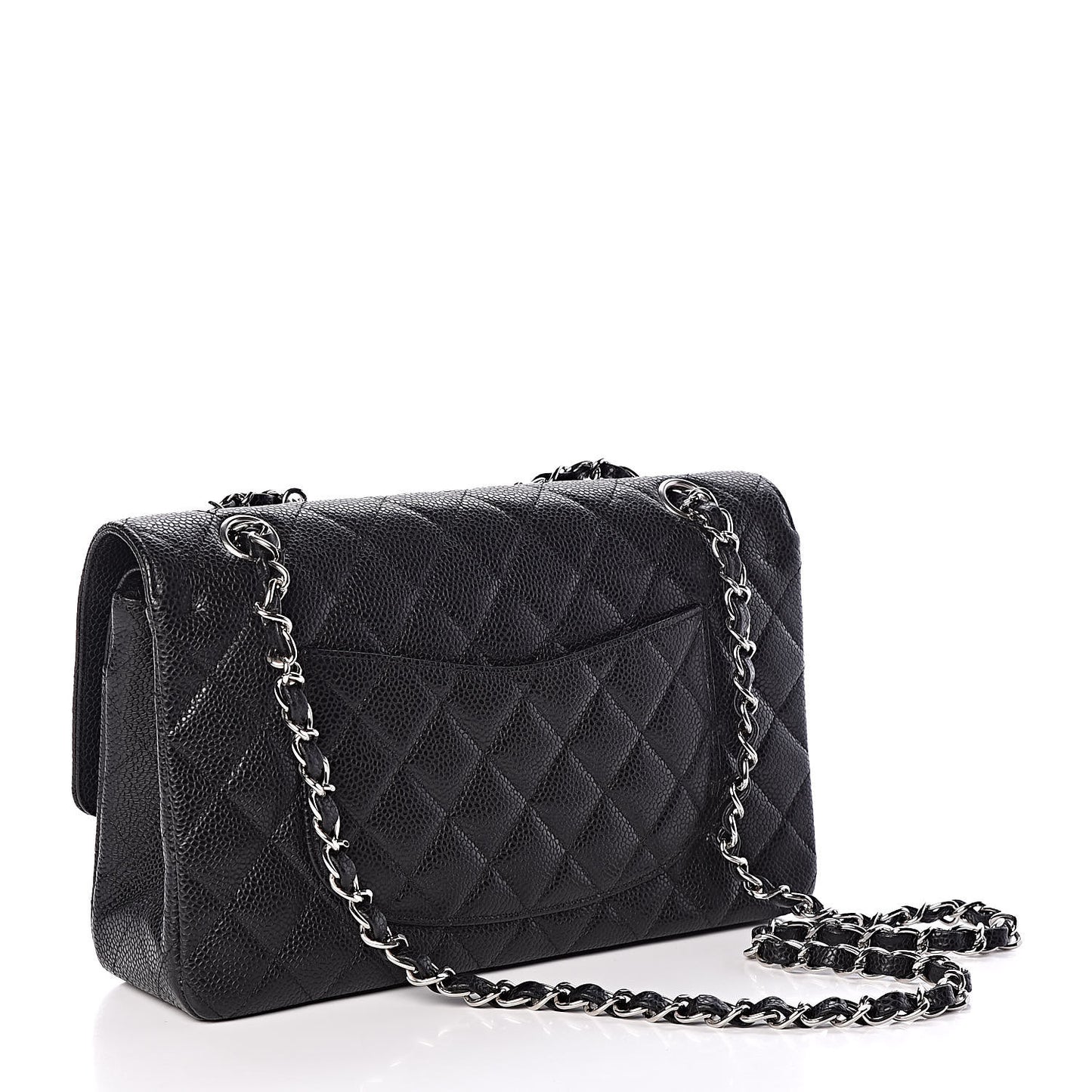 Caviar Quilted Medium Double Flap Black
