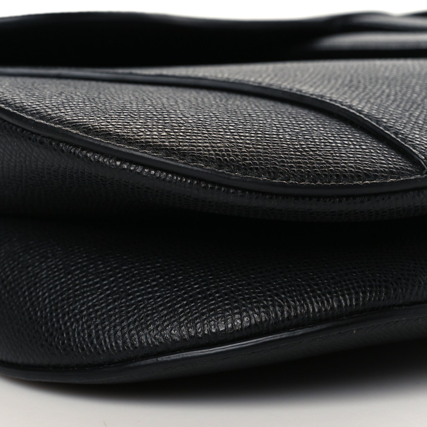 Grained Calfskin Saddle Bag With Strap Black