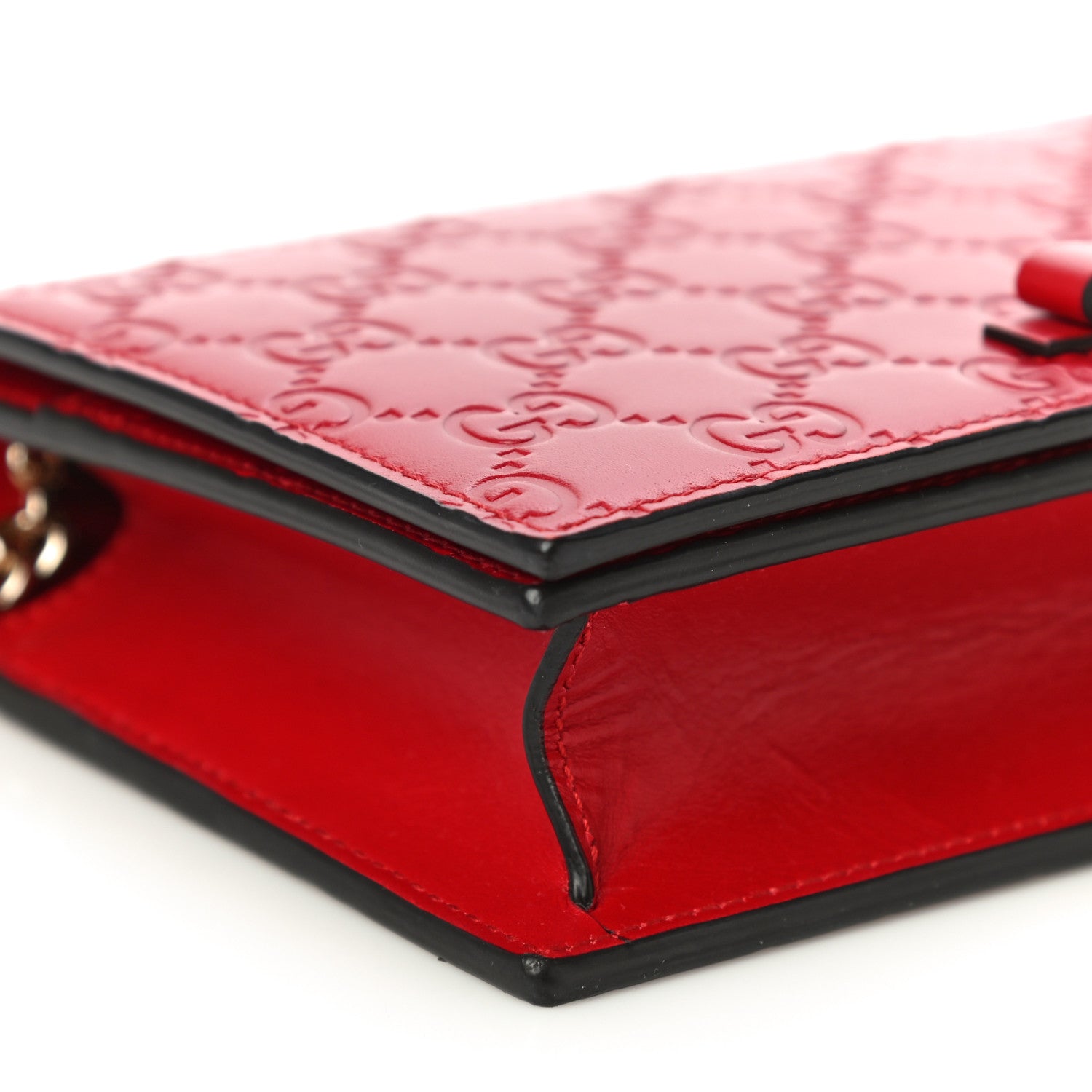 Gucci Guccissima Signature Bowy Chain Wallet Hibiscus Red 8 of 9