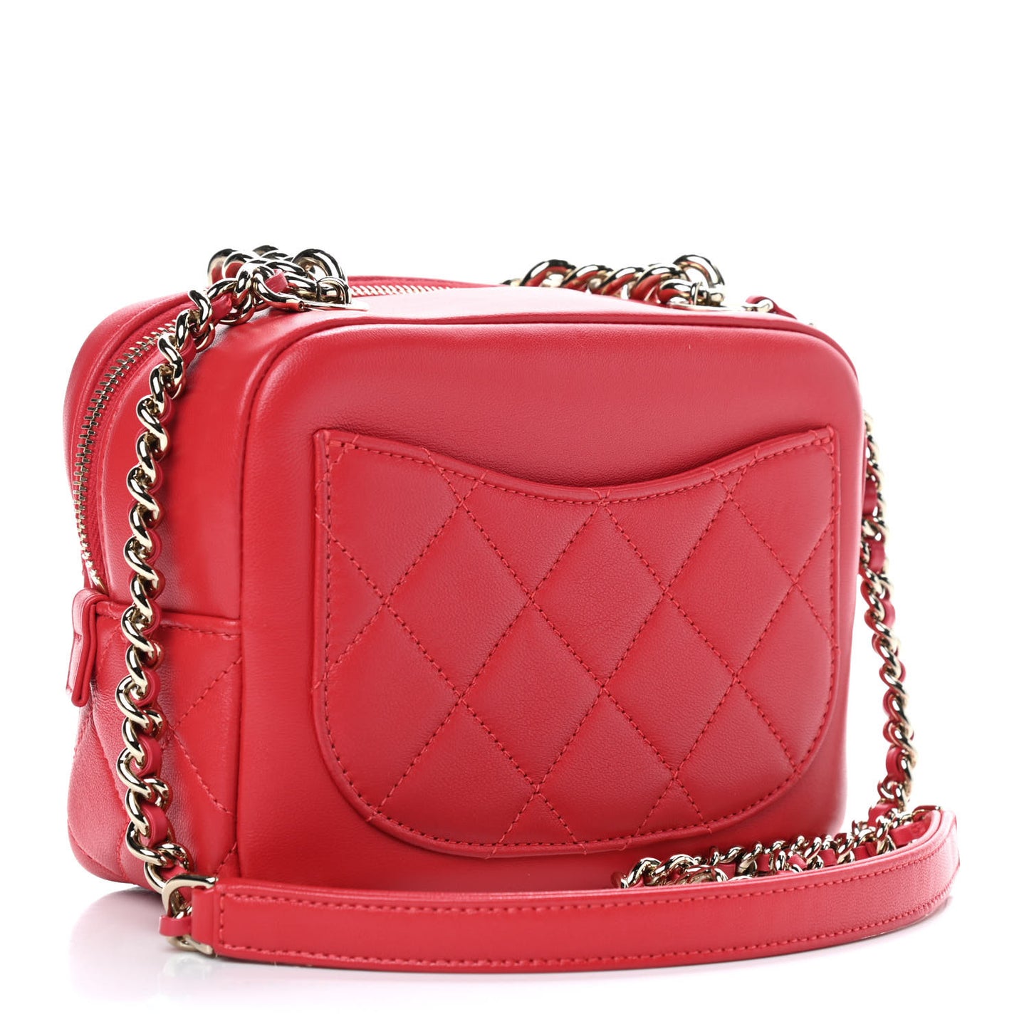 Lambskin Quilted Studded Beauty Begins Bag Fuchsia