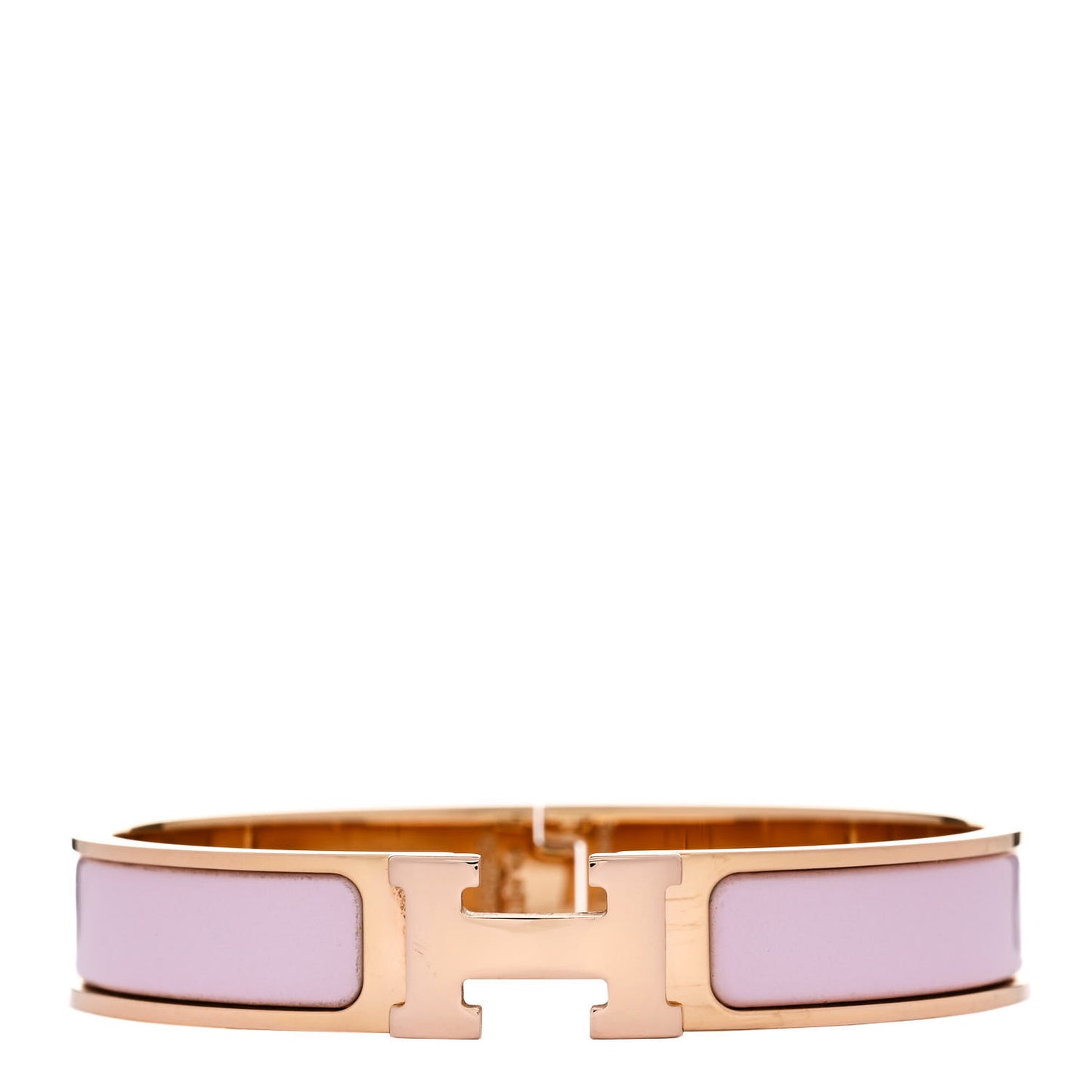 Enamel Narrow Clic Clac H Bracelet GM Rose Dragee
