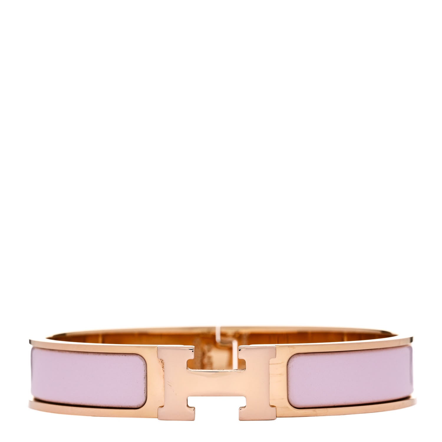 Hermes Enamel Narrow Clic Clac H Bracelet GM Rose Dragee 1 of 5
