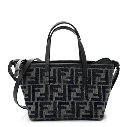 Fendi Fabric Calfskin FF Mini Roll Tote Navy 1 of 11