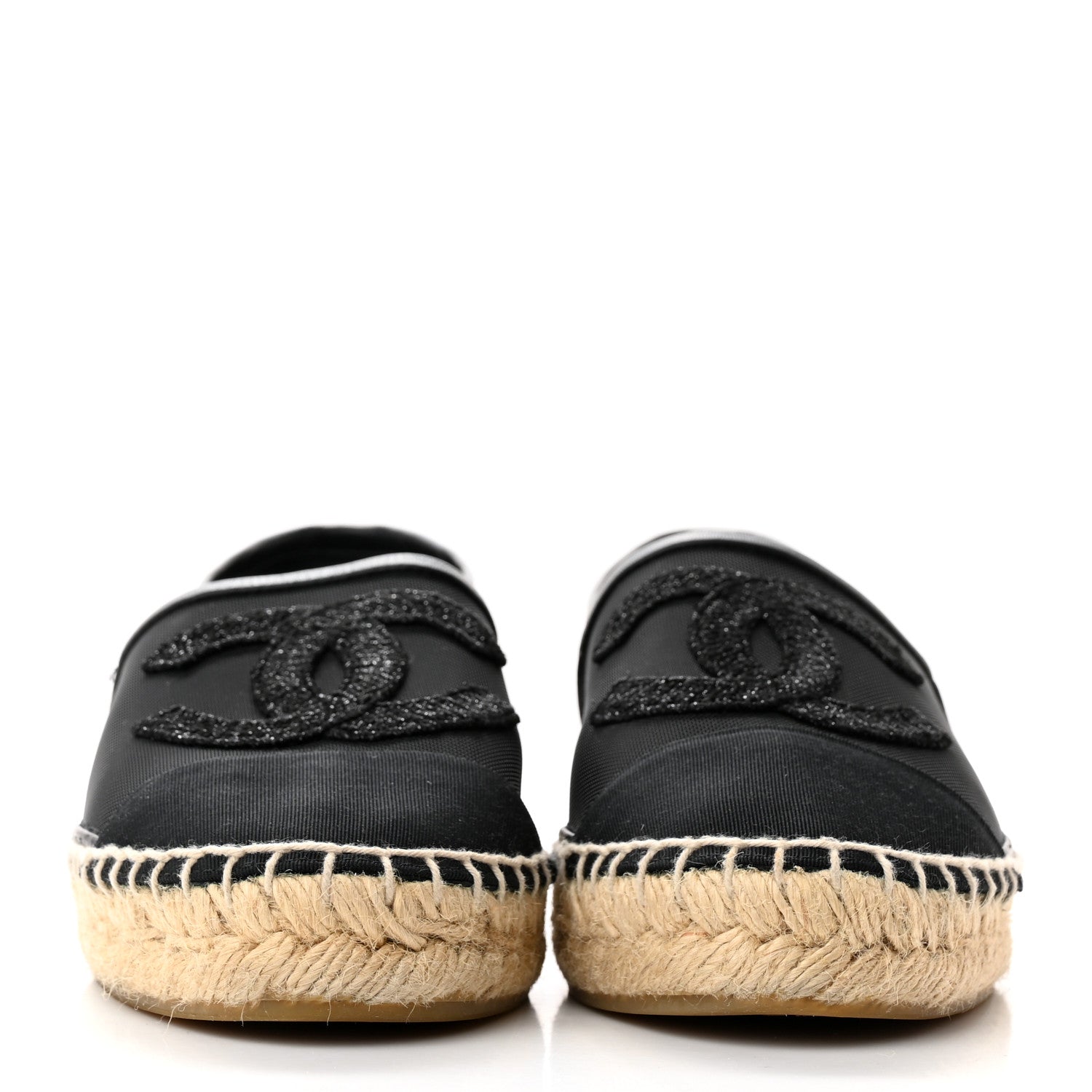 Chanel Mesh Grosgrain CC Espadrilles 37 Black 2 of 13