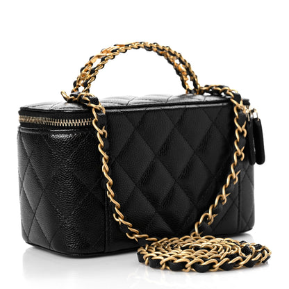 Chanel Shiny Caviar Quilted Pick Me Up Vanity Case Black 3 of 9