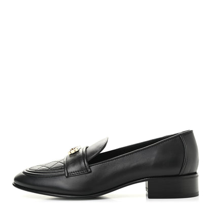 Chanel Lambskin Quilted Womens CC Loafers 41 Black 1 of 12