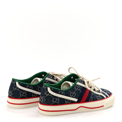 Gucci New Denim GG Monogram Web Womens 1977 Tennis Sneakers 37 Blue Tea Mystic White 5 of 11