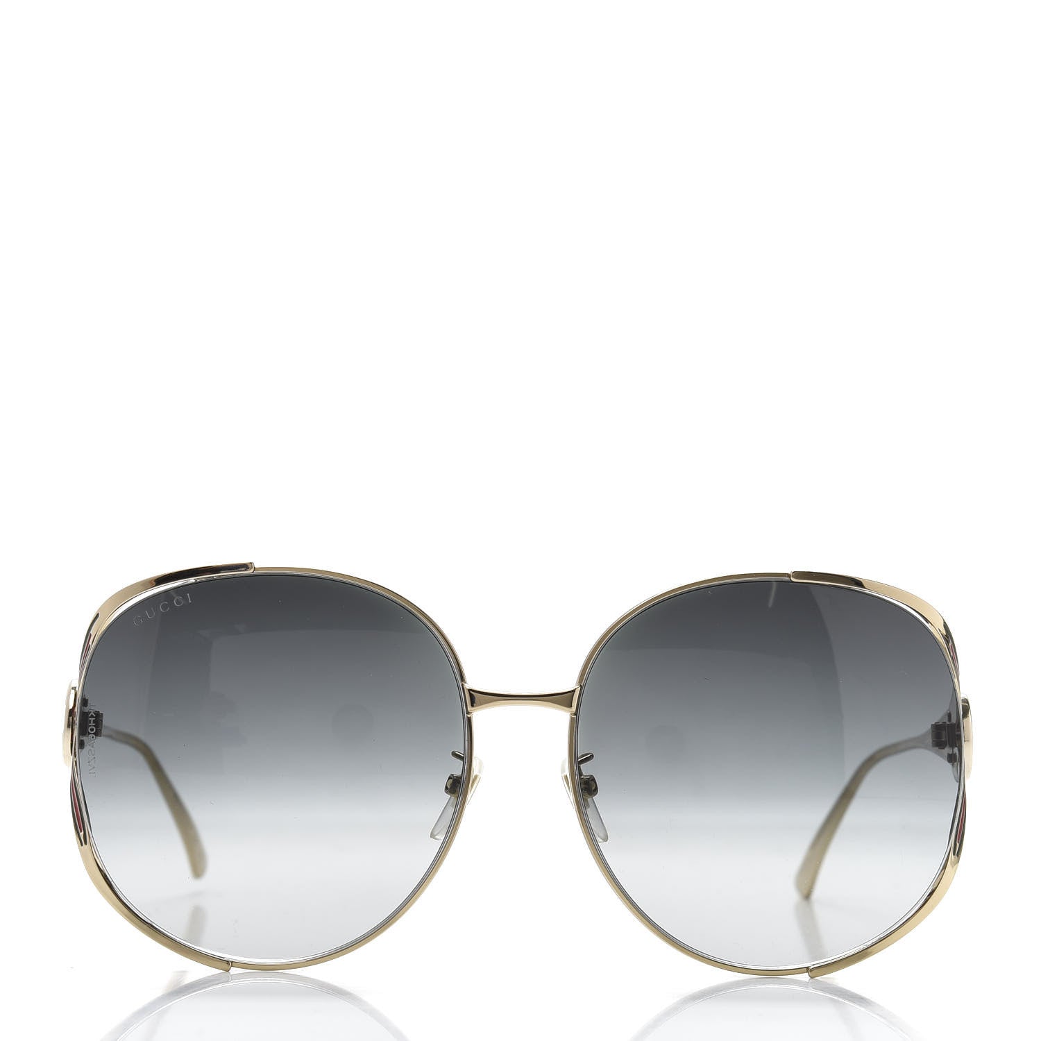 Gucci Metal Oversized Round Frame GG0225S Sunglasses Gold 2 of 8