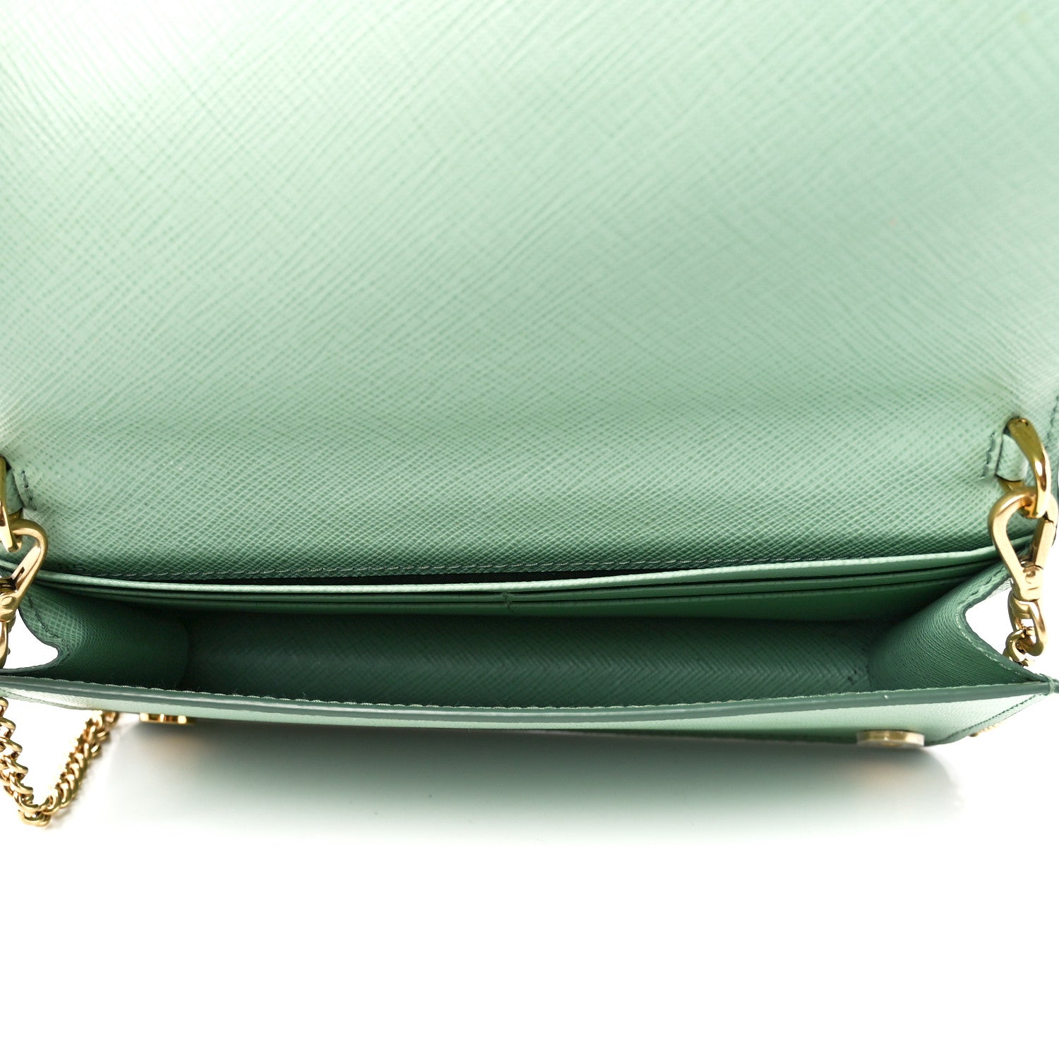 Prada Saffiano Metal Chain Wallet Acquamarina 5 of 11