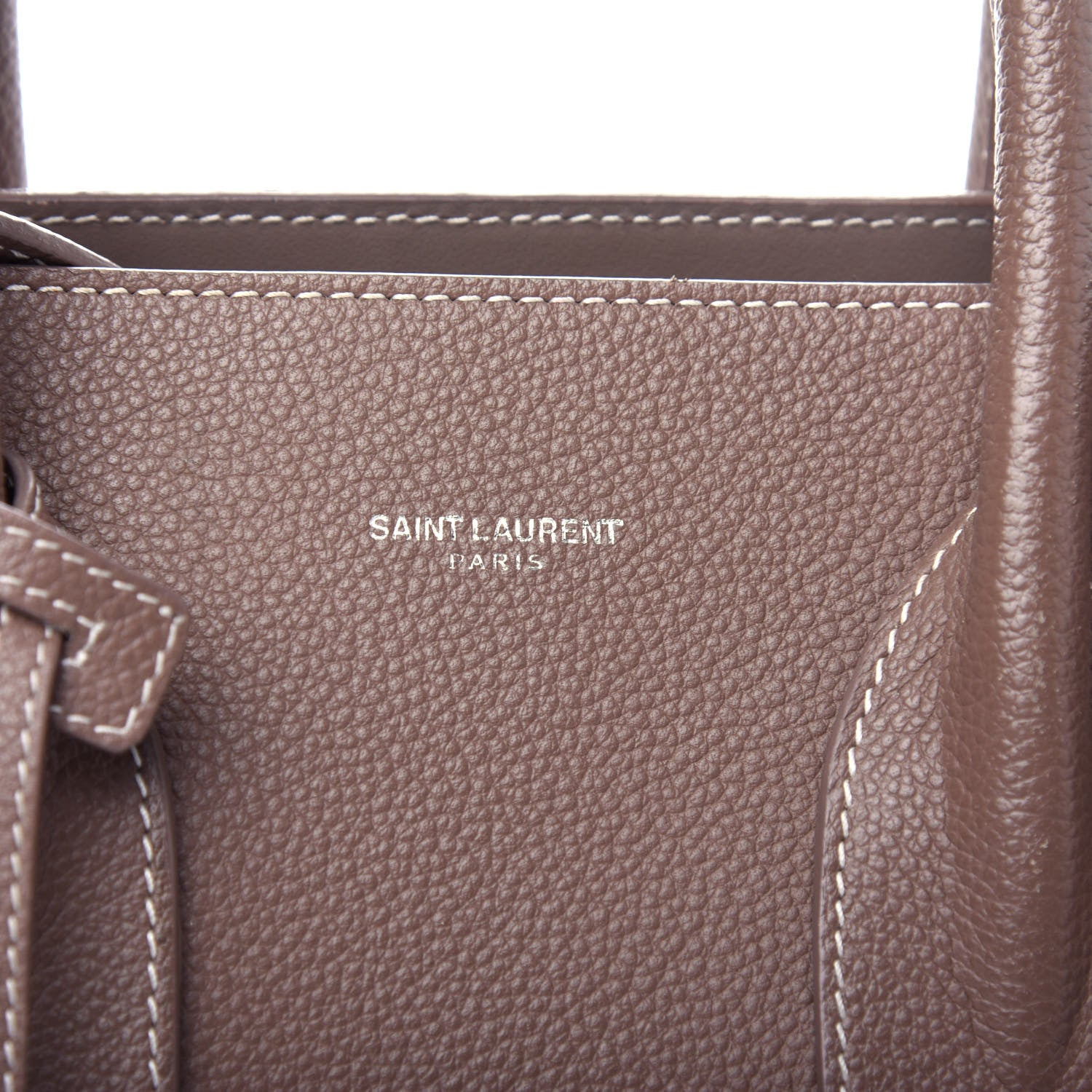 Saint Laurent Grained Calfskin Topstitch Small Classic Sac De Jour Taupe 9 of 12